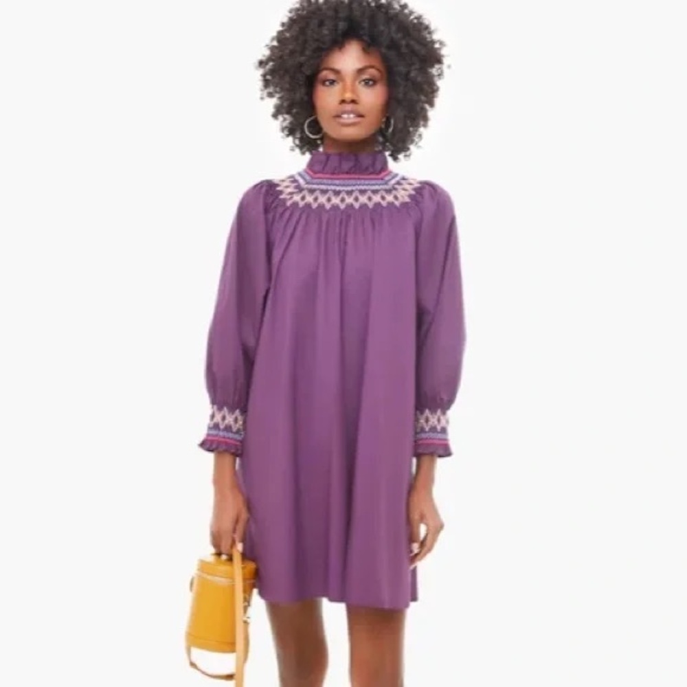 Tuckernuck Pomander Place Plum Smocked Wrenley Dress Size Small
